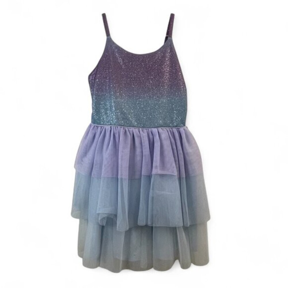 Cat & Jack Girls Sparkly Ombre Tulle Dress With Layered Skirt & Adjustable Strap